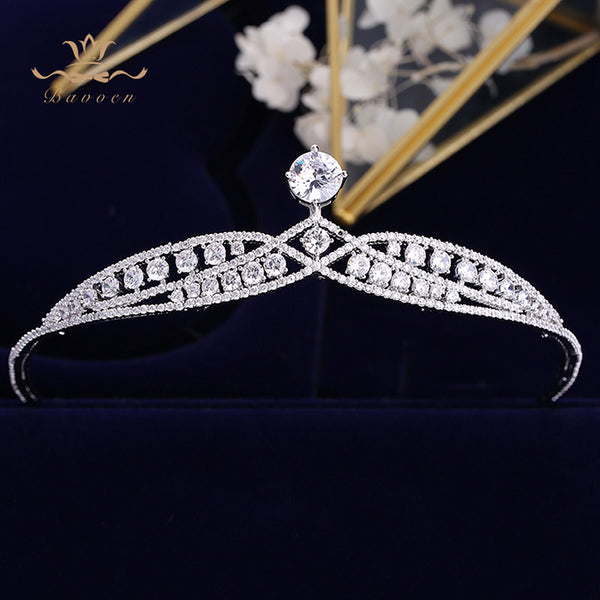 European Simple Zircon Tiaras Headpieces Plated Crystal Wedding Crowns Brides Hair Accessories Evening Jewelry Gifts