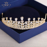 Luxury Gold Zircon Wedding Tiaras Crowns Plated Crystal Brides Hairbands Bridal Hair Jewelry Quinceanera Hair Accessory