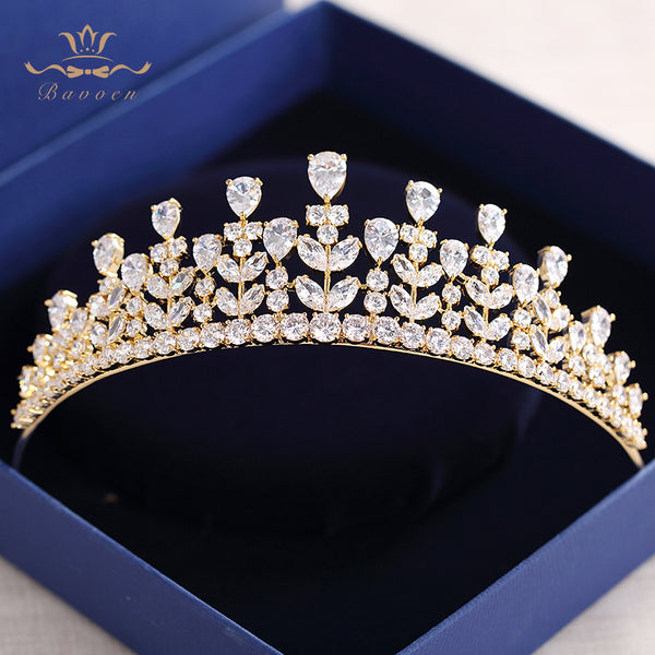 Luxury Gold Zircon Wedding Tiaras Crowns Plated Crystal Brides Hairbands Bridal Hair Jewelry Quinceanera Hair Accessory