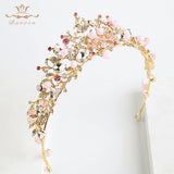 Fashion Brides Crystal Tiaras Crowns Gold Headpieces Rhinestone Wedding Hair Accessories