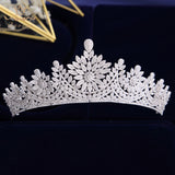 European CZ Zircon Bridal Tiaras Crowns Plated Crystal Wedding Hairbands Headpieces For Brides