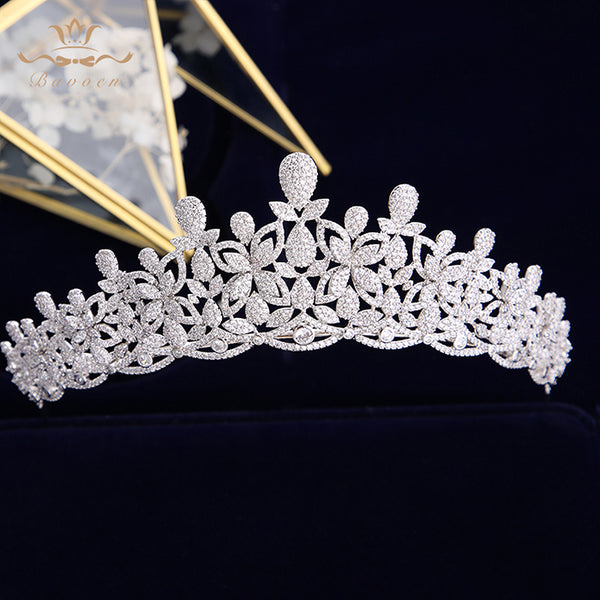 Gorgeous Full Zircon Bridal Tiaras Crowns Plated Crystal Wedding Hairbands For Brides Hair Accessories