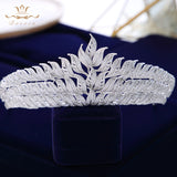 Royal Princess Leaves Cubic Zircon Tiara Zircon Crown Bridal CZ Diadema Wedding Hair Accessories