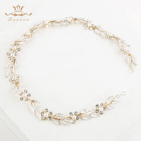 Soft Leaves Brides Hairbands Soft Bridal Crystal Tiara Gold Hair Jewelry Wedding Hair Accessories