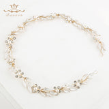 Soft Leaves Brides Hairbands Soft Bridal Crystal Tiara Gold Hair Jewelry Wedding Hair Accessories