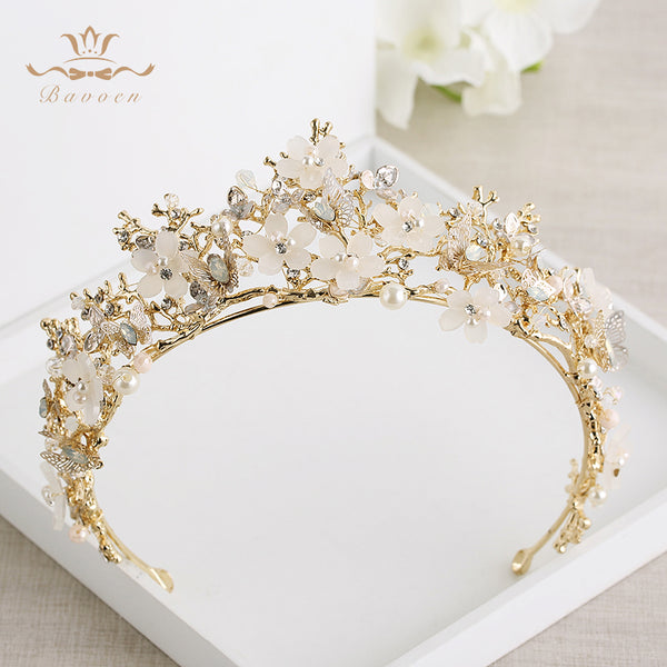 Vintage Butterfly Bridals Tiaras Crowns Baroque Gold Brides Hairbands Wedding Hair accessories Prom Hair Jewelry