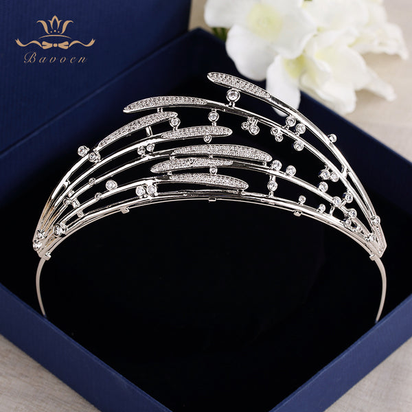 Royal Zircons Tiaras Crown Silver Wedding Hairbands Plated Crystal Wedding Hair Accessories Prom Jewelry