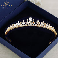 Gorgeous Full Zircon Bridal Tiaras Crowns Plated Crystal Wedding Hairbands For Brides