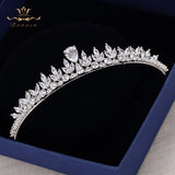 Gorgeous Full Zircon Bridal Tiaras Crowns Plated Crystal Wedding Hairbands For Brides