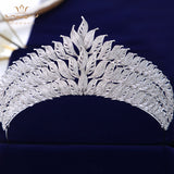 Royal Princess Leaves Cubic Zircon Tiara Zircon Crown Bridal CZ Diadema Wedding Hair Accessories