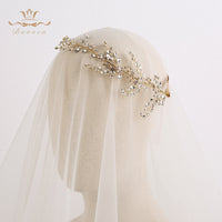 Korean Handmade Gold Wedding Hairbands Brides Soft Rhinestone Tiara Head Wear Crystal Hair Jewelry