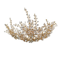 Handmade Gorgeous Gold Wedding Headband Tiaras Pearls Bridal Headpiece