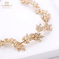 Brides Headbands Gold Leaves Soft Hairbands Long Wedding Hair Accessories Party Dress Accessories