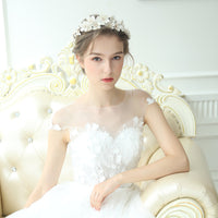 European White Flower Brides Hairbands Bridal Crystal Headbands Wedding Hair Jewelry