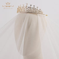 Luxury Gold Zircon Wedding Tiaras Crowns Plated Crystal Brides Hairbands Bridal Hair Jewelry Quinceanera Hair Accessory