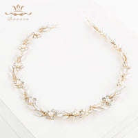 Soft Leaves Brides Hairbands Soft Bridal Crystal Tiara Gold Hair Jewelry Wedding Hair Accessories