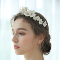 European White Flower Brides Hairbands Bridal Crystal Headbands Wedding Hair Jewelry