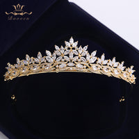 Elegant Gold Bride Tiaras Headpieces Full Zircon Crystal Wedding Crowns for Bridal Hair Accessories TR0191