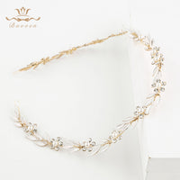 Soft Leaves Brides Hairbands Soft Bridal Crystal Tiara Gold Hair Jewelry Wedding Hair Accessories