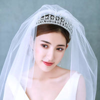 Gorgeous Brides Tiara Crowns Silver CZ Zircon Silver Headpieces Evening Hair Jewelry Wedding Hair Accessory