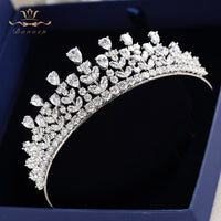 Luxury Gold Zircon Wedding Tiaras Crowns Plated Crystal Brides Hairbands Bridal Hair Jewelry Quinceanera Hair Accessory