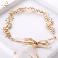 Brides Headbands Gold Leaves Soft Hairbands Long Wedding Hair Accessories Party Dress Accessories