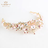 Fashion Brides Crystal Tiaras Crowns Gold Headpieces Rhinestone Wedding Hair Accessories