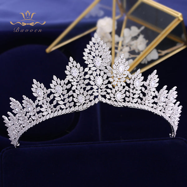 Royal Princess Silver Full Zircon Crystal Brides Tiaras Crowns Silver Wedding Hairbands Evening Hair Jewelry Wedding Accessories