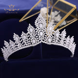 Royal Princess  Full Zircon Crystal Brides Tiaras Crowns Silver Wedding Hairbands Evening Hair Jewelry Wedding Accessories