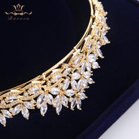 Elegant Gold Bride Tiaras Headpieces Full Zircon Crystal Wedding Crowns for Bridal Hair Accessories TR0191