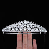 Freshwater Pearls Brides Zircon Crystal Crown Tiara Sliver Hair Accessories Evening Hair Jewelry