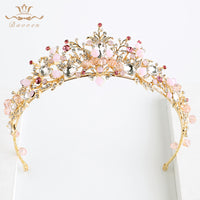 Fashion Brides Crystal Tiaras Crowns Gold Headpieces Rhinestone Wedding Hair Accessories