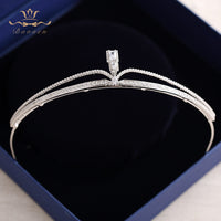 Korean Zircon Brides Tiaras Crowns Sparkling Crystal Silver Bridal Hairbands Wedding Hair Jewelry Headpieces