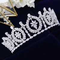 Royal Cubic Zircon Wedding Tiaras Crowns Headpieces Silver Brides Hairbands