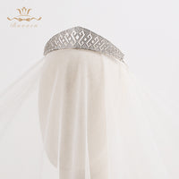 Shinny Zircon Crystal Brides Tiara Headpieces Wedding Silver Hairbands Evening Hair Jewelry TR0172