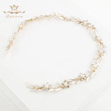 Soft Leaves Brides Hairbands Soft Bridal Crystal Tiara Gold Hair Jewelry Wedding Hair Accessories