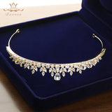 Gorgeous Full Zircon Bridal Tiaras Crowns Plated Crystal Wedding Hairbands For Brides