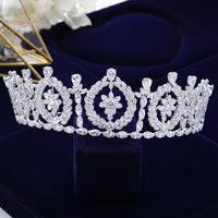 Royal Cubic Zircon Wedding Tiaras Crowns Headpieces Silver Brides Hairbands