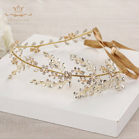 Korean Handmade Gold Wedding Hairbands Brides Soft Rhinestone Tiara Head Wear Crystal Hair Jewelry