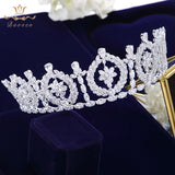 Royal Cubic Zircon Wedding Tiaras Crowns Headpieces Silver Brides Hairbands