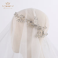 Adjust Gold Crystal Brides Hairbands Long Tiaras Headpiece with Ribbon Wedding Hair Accessories