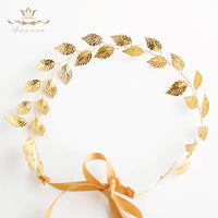 Leaves Korean Brides Headbands Gold Soft Hairbands Long Wedding Hair Accessories Party Dress Accessories