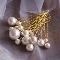 18 pics/lot Women Sparkling Pearls Hairpins Handmade Gold Hair Sticks European Pearls Hairbands Wedding Hair Accessories