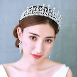 Gorgeous Brides Tiara Crowns Silver CZ Zircon Silver Headpieces Evening Hair Jewelry Wedding Hair Accessory