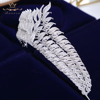 Royal Princess Leaves Cubic Zircon Tiara Zircon Crown Bridal CZ Diadema Wedding Hair Accessories