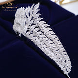 Royal Princess Leaves Cubic Zircon Tiara Zircon Crown Bridal CZ Diadema Wedding Hair Accessories