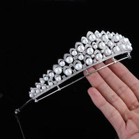 Freshwater Pearls Brides Zircon Crystal Crown Tiara Sliver Hair Accessories Evening Hair Jewelry