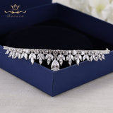 Gorgeous Silver Full Zircon Bridal Tiaras Crowns Plated Crystal Wedding Hairbands For Brideswww