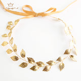 Leaves Korean Brides Headbands Gold Soft Hairbands Long Wedding Hair Accessories Party Dress Accessories