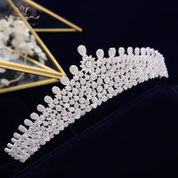 Luxurious Brides Tiaras Crowns Full Zircon Bridal Headpieces Plated Crystal Wedding Hair Accessories